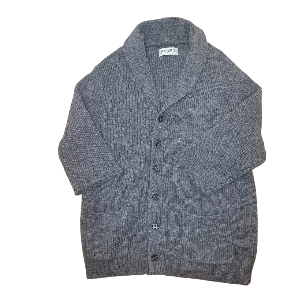 Line of Trade Shawl Collar Shetland Wool Mens Gray Cardigan XL #240 Grandpacore
